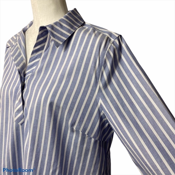 Chico’s Cotton Blend Striped Collared Shirt - Picture 2 of 7